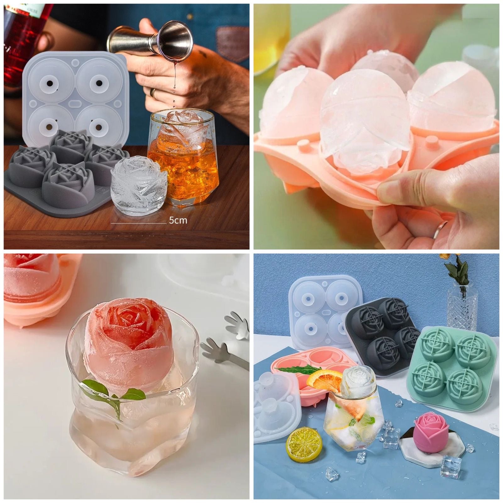 Silicone Rose Ice Mold, Flower Shaped Ice Mold, Silicone Big Ice Ball Maker Silicone Rose Ice Mold, Flower Shaped Ice Mold, Silicone Big Ice Ball Maker
